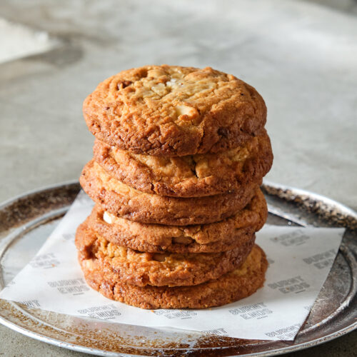 Salted Caramelised White Chocolate and Macadamia Cookies